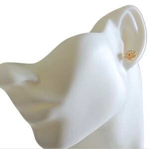 3/25$ Gold-Tone 3D Flower Stud Earrings – Romantic & Chic Floral Design